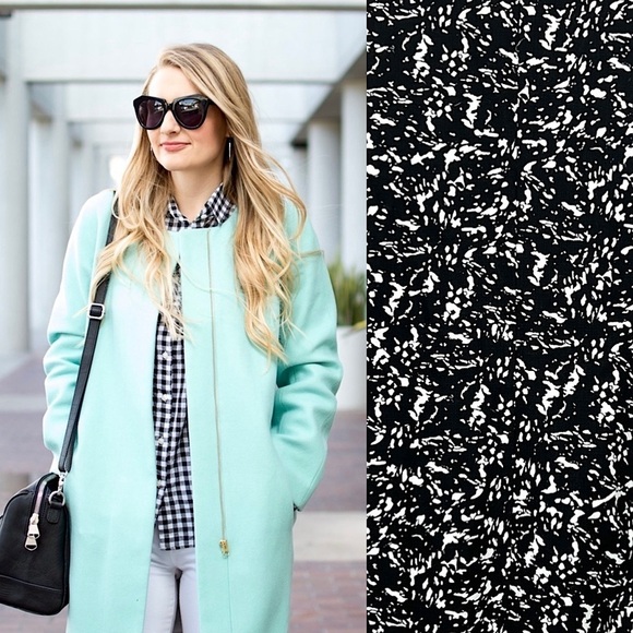 J CREW Abstract Graphic Print Woven Cotton Zip Up Jewel Neck Collarless Coat 4 - Picture 3 of 8